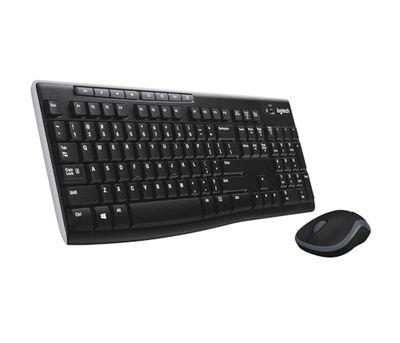 Logitech Desktop MK270 per l'istruzione con protezione in silicone, tastiera e mouse wireless per Windows, USB a 2,4 GHz, mouse compatto, 8 tasti multimediali, PC, layout AZERTY Francese - nero