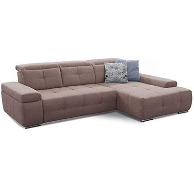 CAVADORE Divano letto Mistrel XL Longchair, divano angolare con facile rimozione delle macchie grazie al Soft Clean, adatto per famiglie con bambini, animali domestici, 273 x 77 x 173, marrone chiaro
