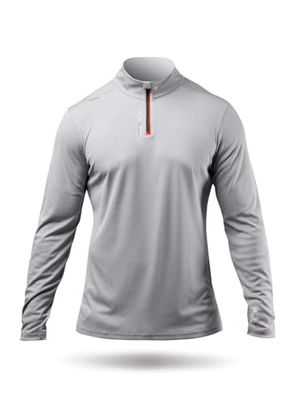 Zhik ZhikDry Poloshirt voor heren met lange mouwen, uv-bescherming, grijs, thermische laag met warme warmte, zonbescherming en beschermingsfactor
