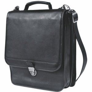 Leitz 60250095 Luna Portfolio with Carryon Strap Leather for Laptop - Black