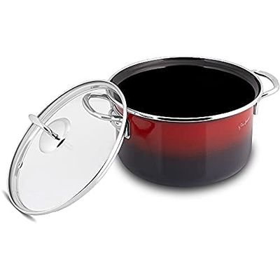 Email Casseruola con coperchio, diametro 18 cm, 2,4 l, colore: Rosso/Nero