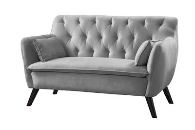 Atlantic Home Collection canapé Janna, 2 Places, Velours, Gris argenté, 137x76x79 cm (LxPxH)