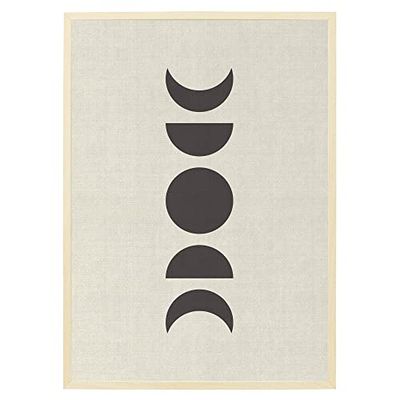 Arterby's® - Premium Poster Quadro Cornice Tela Canvas Dipinto Mood - Illustrazione Fase Lunare e Fase Solare Boho - Made in Italy - HD Tela con Cornice Colore Legno 50x70 cm A0010 D0013