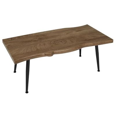 HOME DECO FACTORY HD7117 Stolik kawowy do jadalni, metal, czarno-drewno, 100x38x49 cm