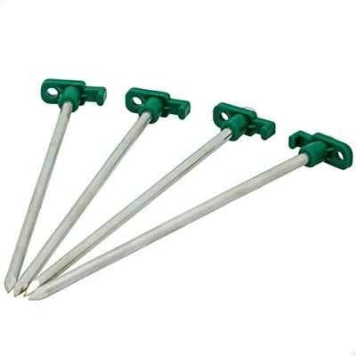 AKTIVE 52997 - Set de 4 Piquetas de camping tienda de campaña suelo duro, Diámetro de 8 mm, 25 cm de alto, de hierro resistente, Piquetas camping suelo duro, Accesorios Camping
