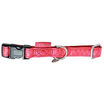 Doogy MC Leather Hondenhalsband, verstelbaar, 15 mm, rood