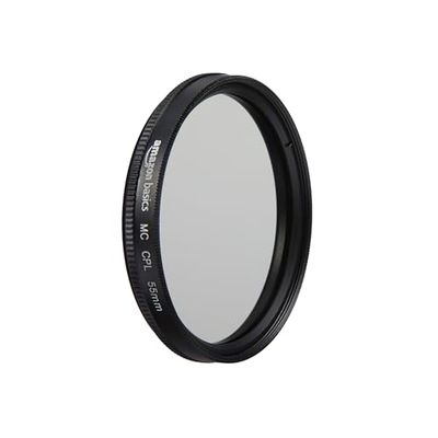 Amazon Basics - 55 mm Circular Polarizer Protection Filter for Deeper Colours, Glare and Reflection Reduction, Multi-Coated, Protects from Dust, Dirt and Scratches