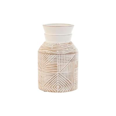 Home ESPRIT Vaas, wit, natuur, mangohout, koloniaal, 15 x 15 x 38 cm