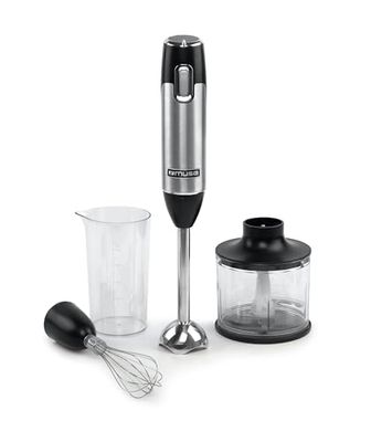 Muse MS-05 HB Handblender Muse, potenza 600 W, miscelatore in acciaio inox, velocità variabile, con tazza e tritatutto, facile da pulire, utensile da cucina, frullatore elettrico manuale