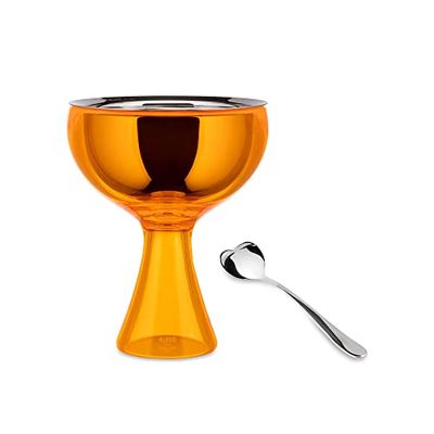 Alessi Big Love AMMI01S O - Set Composé de Une Coupe à Glace en Acier Inoxydable 18/10 et Résine Thermoplastique et Une Cuillère à Glace en Acier Inoxydable 18/10 Brillant, Orange
