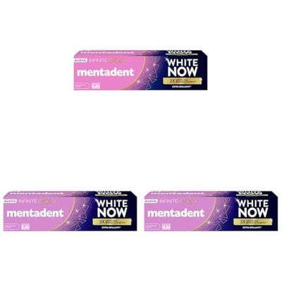 Mentadent Dentifricio White Now Infinite Gold, Dentifricio Sbiancante con White-Correct e White-Infinity Technology, per Denti 3 Volte più Bianchi Subito* e 3 Volte Più Brillanti**, 75 ml