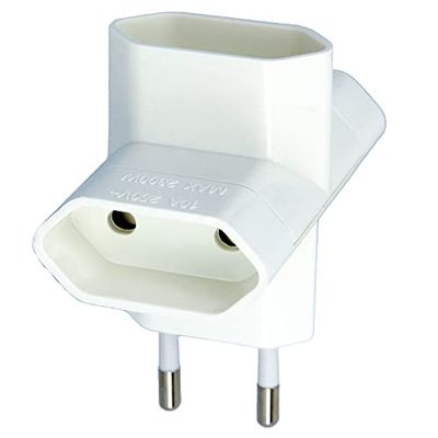 Amig - Ladrão de tomadas de 3 tomadas para ligar aparelhos elétricos - adaptador de parede horizontal de espinho triplo - cor branca - Tensão máxima: 250 V - Amperagem máxima: 10 A