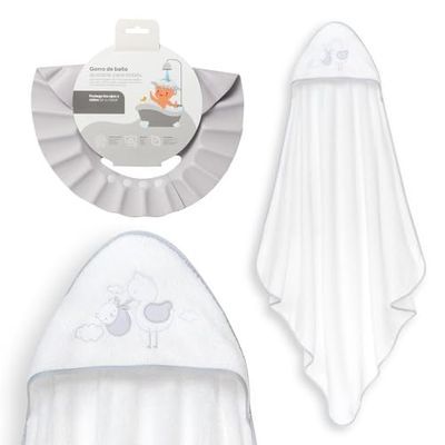 Interbaby - Mantello da bagno per bambini + berretto regolabile | Asciugamano con cappuccio 100% cotone, unisex, morbido, asciugatura rapida, ideale per neonati, neonati e bambini piccoli, design