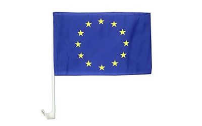 AZ FLAG Bandera de Coche Europa 45x30cm - Banderina Auto Union Europea - Uu.Ee 30 x 45 cm, Banderita ventana coche, Car Flag