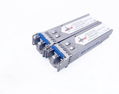 Elfcam® - 2 Pack 1,25 Gbps SFP Module de Transceiver à Fibre Optique, Connecteur de Fibre Optique LC/UPC Monomode Duplex OS2 (1310nm, 10KM)