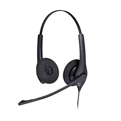 Jabra Biz 1500 Quick Disconnect On-Ear Stereo Headset - Corded Headphone with Noise-cancelling Microphone and Volume Spike Protection for Deskphones, Black