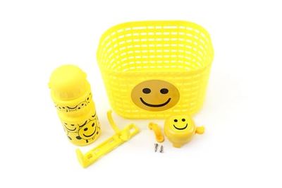 VENTURA Unisex - Baby Smile Accessory Set for Kids Bike, Basket, Bell, Water Bottle, Yellow