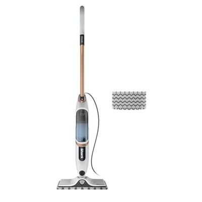 Shark SteamSpot met Steam Blaster-technologie voor harde vloeren, lichtgewicht stoomdweil, reinigen zonder chemicaliën, afneembare tank, 2 machinewasbare vuilgrijpende pads, wit en polykoper S2001EU