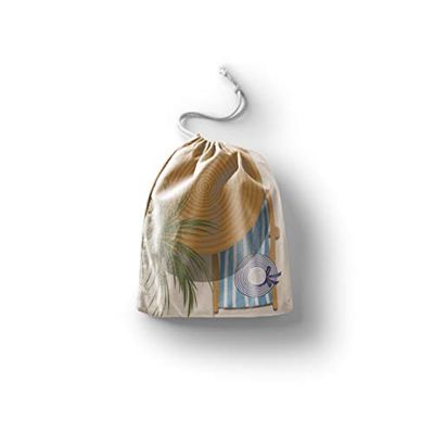Bonamaison Impreso Algodón Bolsas con Cordón, Bolsa con Cordel para el Hogar y el Almacenamiento de Verduras, Bolso de Compras, Plegable, Ecologica, Reutilizables, Tamaño: 40x50 Cm