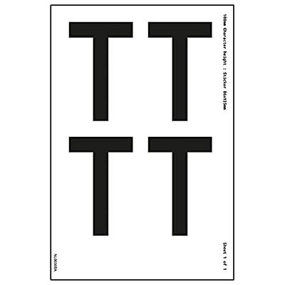 V Safety One Letter Sheet - T - 23mm Character Height - 300x200mm - Self Adhesive Vinyl