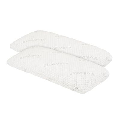 Pikolin Home Conjunto de 2 almofadas viscoelásticas Aloe Vera, capa dupla, fio prateado, firmeza média, para dormir boca acima ou mudar de postura