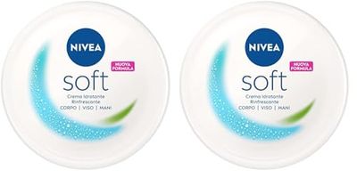 NIVEA Soft Crema Multiuso 1 x 300 ml, Crema Idratante e Rinfrescante, Crema Viso, Corpo, e Mani a Rapido Assorbimento, Arricchita con Vitamina E e Olio di Jojoba (Confezione da 2)