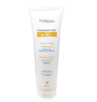 Fotoprotector Solar SPF30 con Aloe Vera y Rosa Mosqueta 250ml. sesioMWorld®