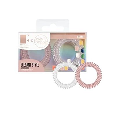 Invisibobble elastico capelli rosa e trasparenti Slim Pink Glasses x8 I elastico a spirale per le donne I edizione limitata x rosie fortescue