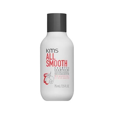 KMS Allsmooth Shampoing 75 ml pour cheveux moyens à forts et forts, anti-frisottis, anti-frisottis, lissage, brillance, olive upcyclée, sans silicone, formule végétalienne, 75 ml