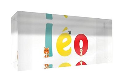 Little Helper lhv-léo-515blk-15fr recuerdo decorativo de acrílico transparente pulido como diamante estilo illustratif pintado con el nombre de joven niño Léo 5 x 15 x 2 cm pequeño