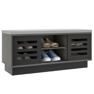 COSTWAY Schoenenbank, hout, zwart, 99,5 x 34,5 x 46 cm