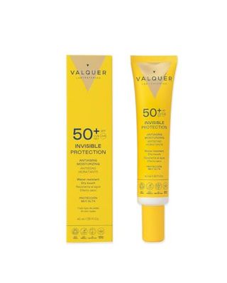 Valquer Siero facciale solare invisibile SPF Fattore di protezione 50+. Idratante anti invecchiamento, senza residui e impermeabile. Finitura invisibile e setosa per tutti i tipi di pelle. Vegano. 40