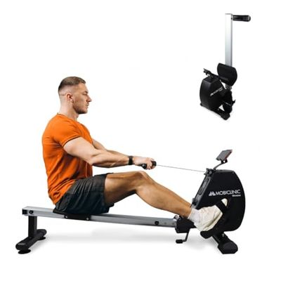 Mobiclinic® Fitness, Maquina de Remo, RowFit, 8 Niveles de Resistencia, Silencioso, Resistencia magnética, Monitor LCD, Soporte para móvil, hasta 120 kg, Volante de inercia de 6kg, Gym en casa