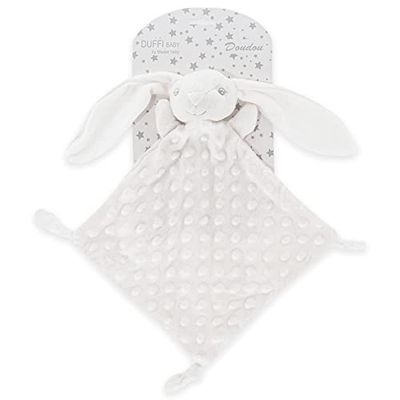 Duffi Baby - Dou Dou Baby Nyfödd Doudou Topitos Bunny Baby Baby Drömfångare Plyschleksak Mjuk Barnsäng Månad Babyfilt för Minispjälsäng Storlek 24 x 24 cm Färg Vit