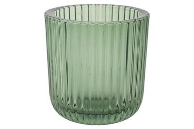 Cosy Home Lote de 6 candelabros de Cristal Ribs, Verde, 9 x 9 x 9 cm