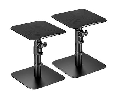 RICOO Soporte de Mesa para Altavoces LH069-T, Soporte, Ideal para Sonido Envolvente y Alta Fidelidad, Juego de 2, 240x240x405 mm, Negro