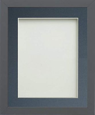 Frame Company Allington Grey Photo Frame with Blue Mount, 16x12 for 14x10 inch, fitted with perspex