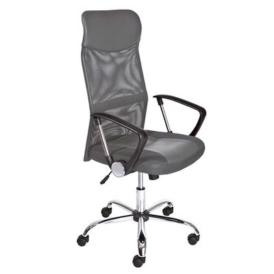 Inter Link - Silla de Oficina Regulable en Altura - Estructura de Metal - Asiento - Gris - Imitación Cuero - Torino