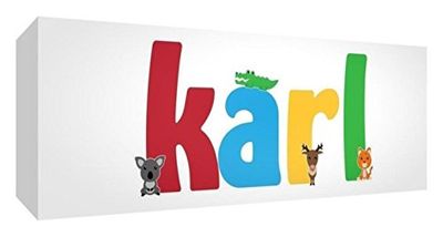 Little Helper KARL1542-15DE - Stampa su tela personalizzata, con nome di ragazzo, Carl, piccolo, 15 x 42 x 4 cm