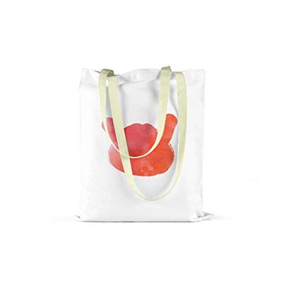 Bonamaison Tryckt tygväska, återanvändbar livsmedelsväska, shoppingväska, maskintvättbar, vikbar, tygpåse med handtag, storlek: 34 x 40 cm