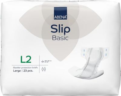 ABENA Slip Basic L2 | Pack of 23 | Incontinence Pads Women & Men with an Absorbency of 2800ML | Fast Absorbing Adult Nappies with a Odour Control System. ABENA Incontinence Pads Hip Size 100-150cm
