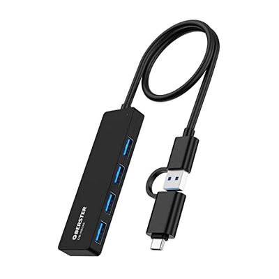 HOPDAY USB C-hub, 6-i-1 USB C-adapter för MacBook Air/Pro, dubbel display 4K HDMI-dockningsstation