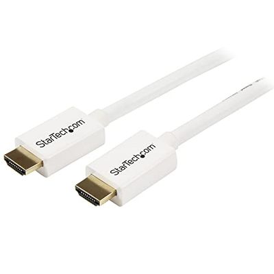 StarTech.com Cable de 5m HDMI con Ethernet CL3 - Cable HDMI Ultra HD para Instalaciones en Muro - Cable HDMI de Alta Velocidad UHD 4K 30Hz 10,2 Gbps - Cable de Vídeo HDMI 1.4 30AWG, Blanco (HD3MM5MW)
