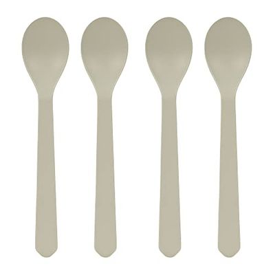LÄSSIG Barnbestick barnsked set 4 delar utan melamin, BPA-fri, tillverkad av biokomposit/spoon set 4 st geo, varmgrå