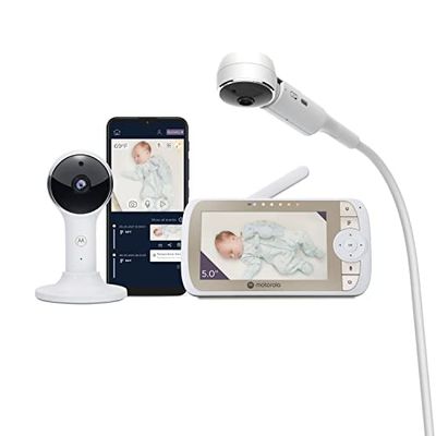 Motorola Nursery Babyfoon - VM65X Connect - Wit - Video Babyfoon - met Motorola Nursery App - 5-inch Monitor - Nachtvisie - Flexibele Wieghouder