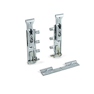 Emuca - Ferrure de suspension invisible pour modules hauts, avec plétine, charge 65 kg, Acier, Zingué, 5 un.