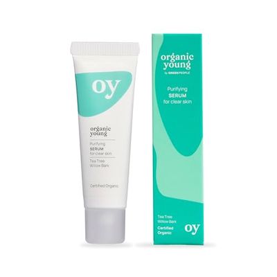 Soro purificador Oy Clear Skin de Green People - orgânico para pele jovem adolescente - livre de para-brisas e álcool - vegano, 30 ml