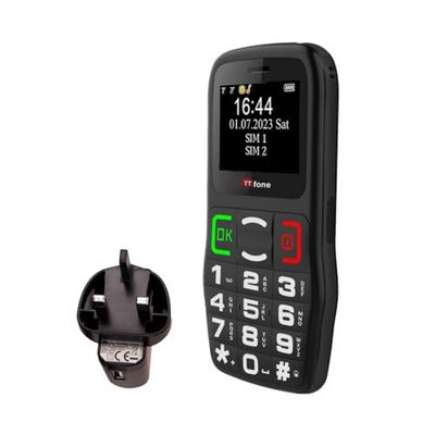 TTfone TT220 Big Button Mobile Phone for the Elderly with Emergency Assistance button, talking keys, long battery life, torch, Bluetooth, Simple easy to use (with Mains Charger)
