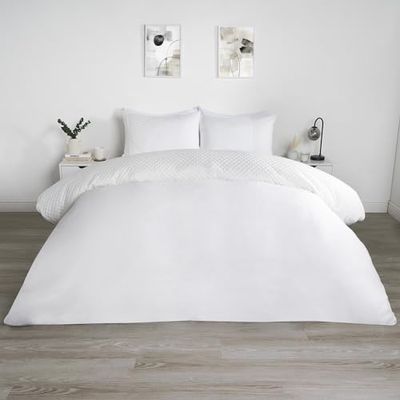 OHS Set copripiumino singolo Pinsonic, set di biancheria da letto singolo con federa, ultra morbido, decorativo, in rilievo, per letto singolo