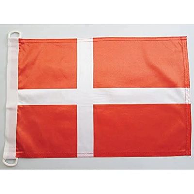 AZ FLAG - Drapeau Danemark - 45x30 cm - Pavillon Nautique Danois Spécial Bateau Et Extérieur en Maille Bloquée avec Anneaux Plastiques Intégrés - 30g